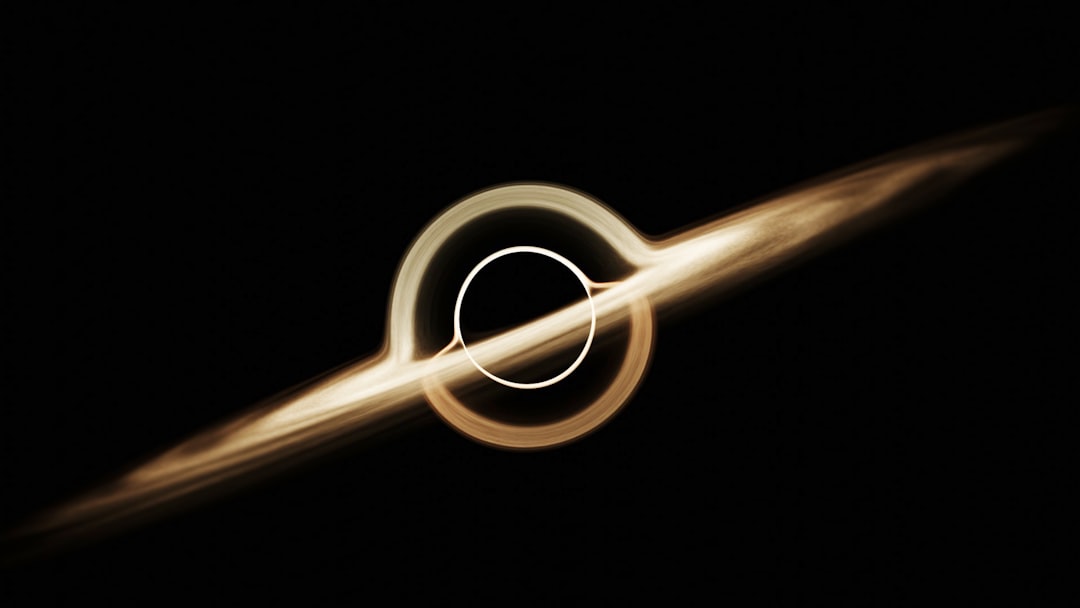 時空を歪めるブラックホールの想像図