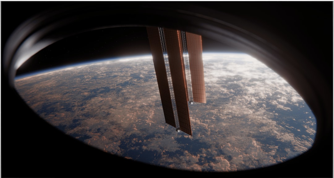 宇宙ステーションの窓から見える景色