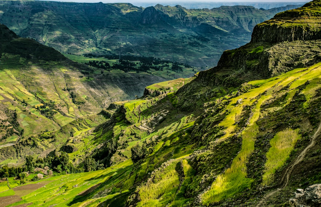 エチオピアの乾いた発掘地の風景