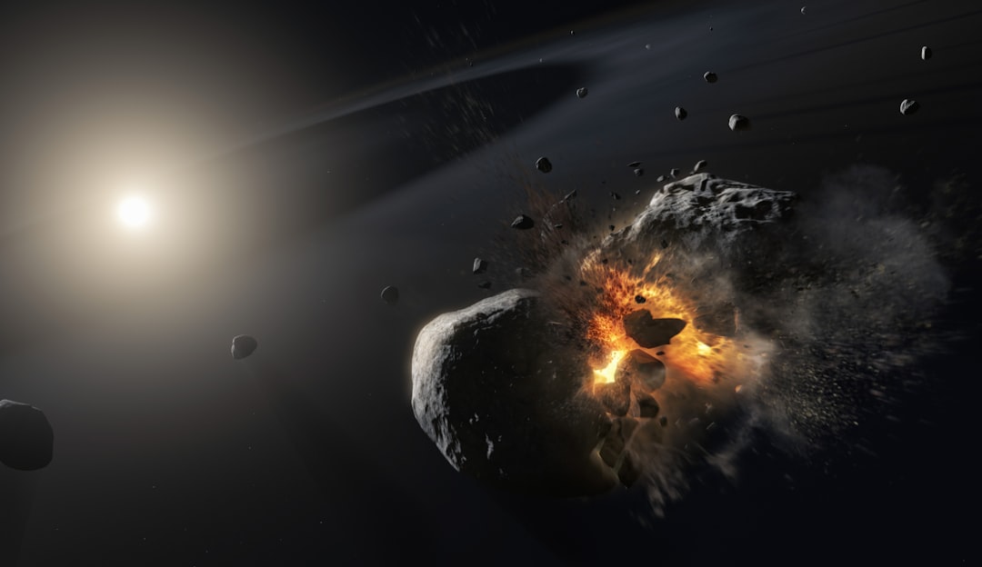 小惑星が惑星に衝突するイメージ