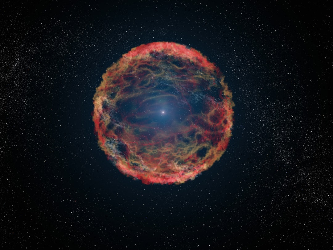 星の崩壊と内部で広がるエネルギーのイメージ