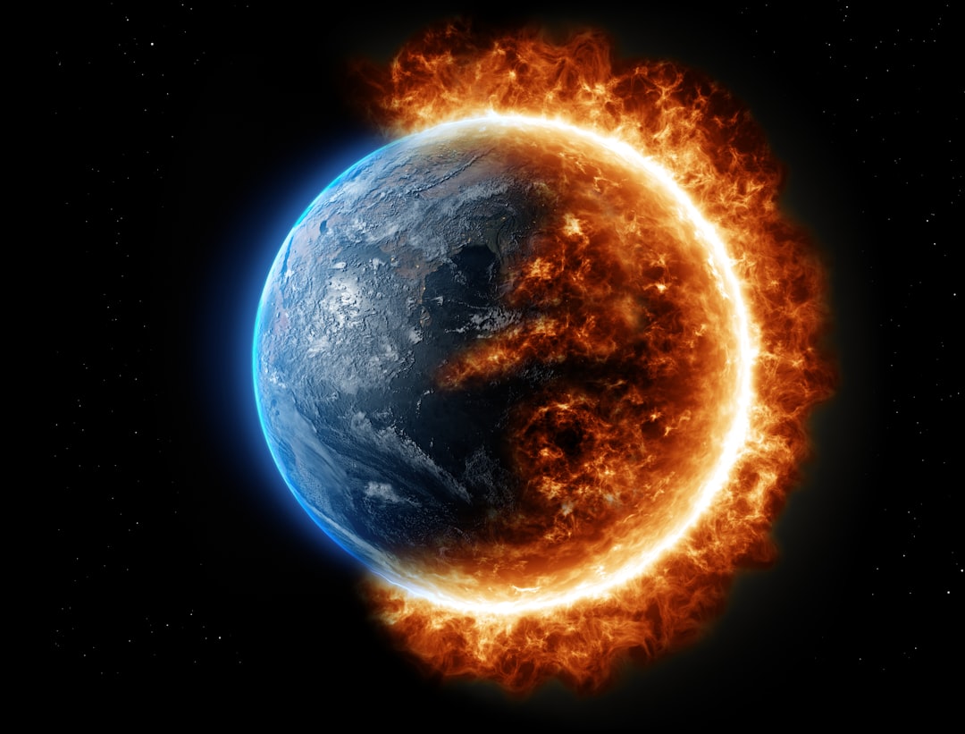 巨大天体が惑星に衝突する想像図。北半球の衝突説を示す