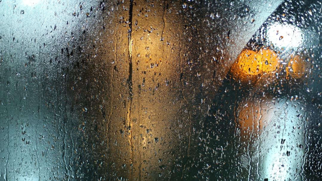 雨に濡れた車のボディに水滴が流れる様子